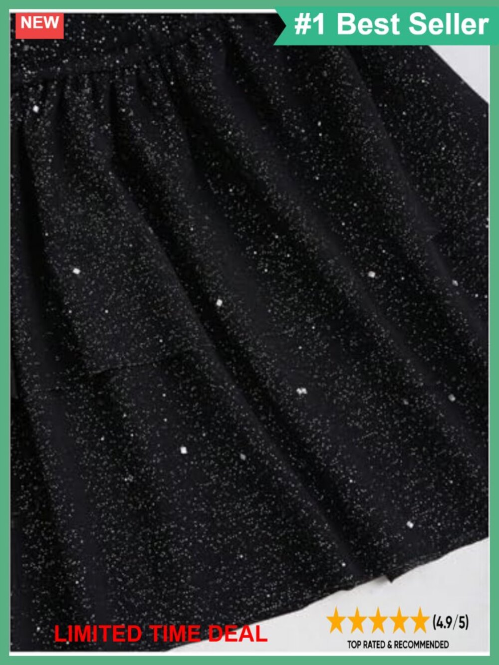 Sparkly Rhinestone Square Neck Ruched Ruffle Mini Tank Dress - Picture 4 of 4